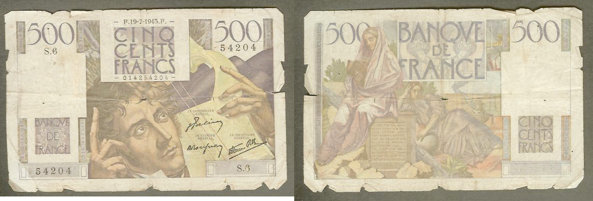 500 Francs Chateaubriand 19.07.1945  S.6 B